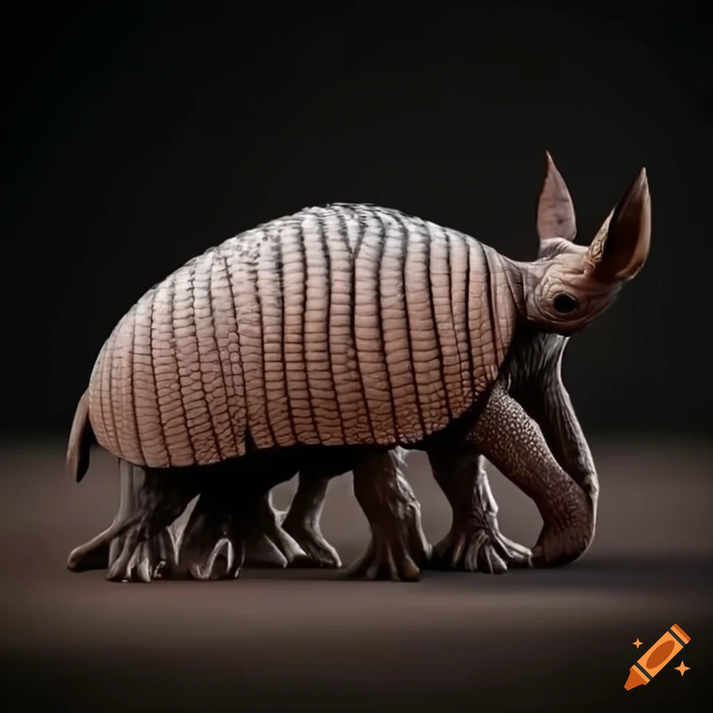 Armadillo rhinoceros hybrid with a horn