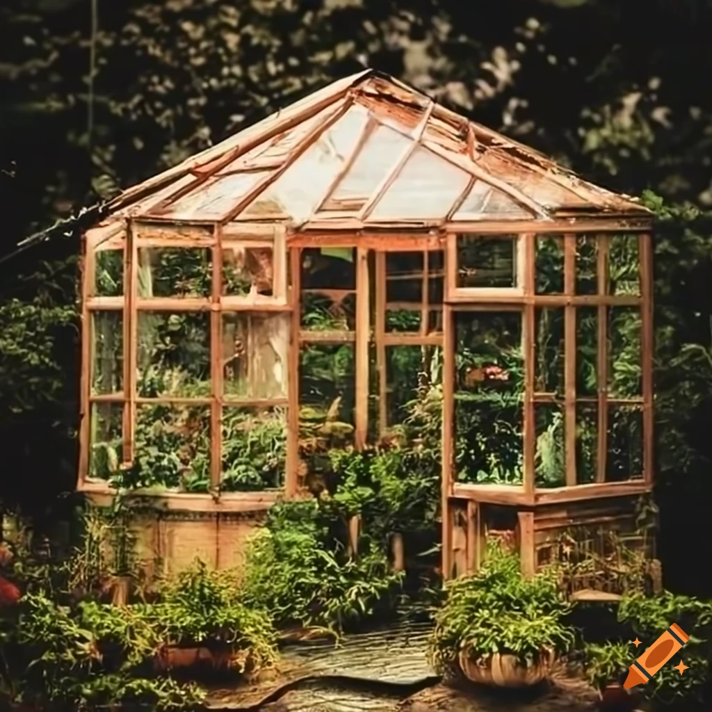 Cozy greenhouse on a rainy day