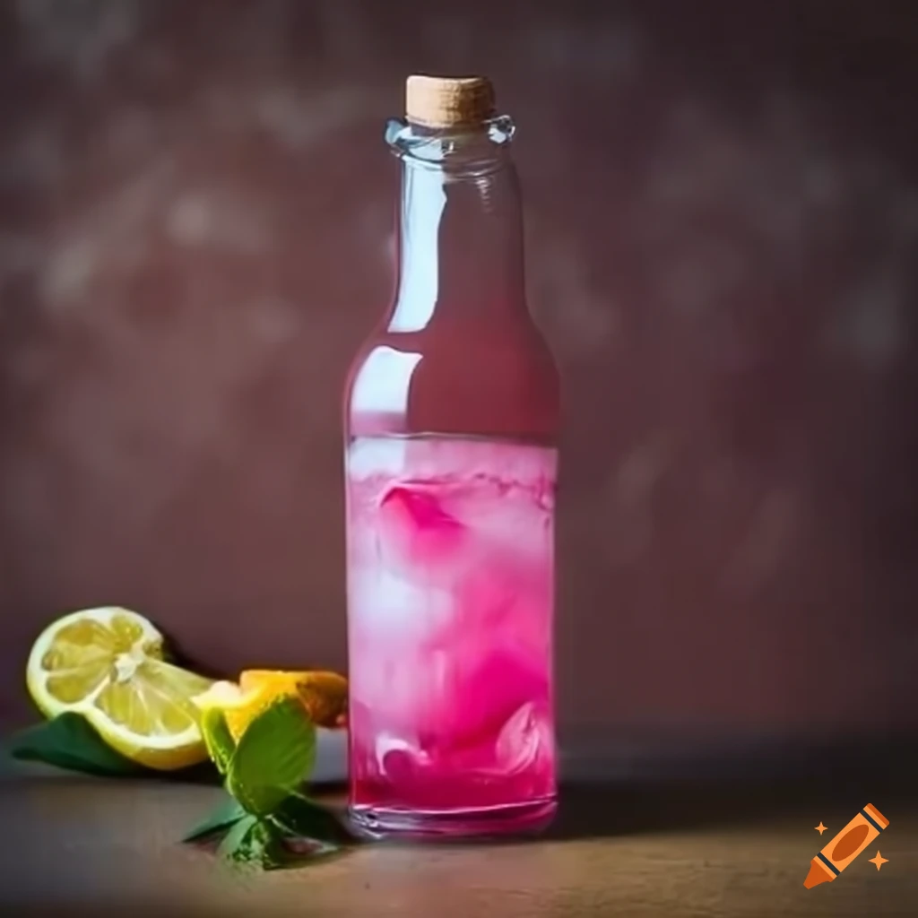 Raspberry lemonade in a potion bottle