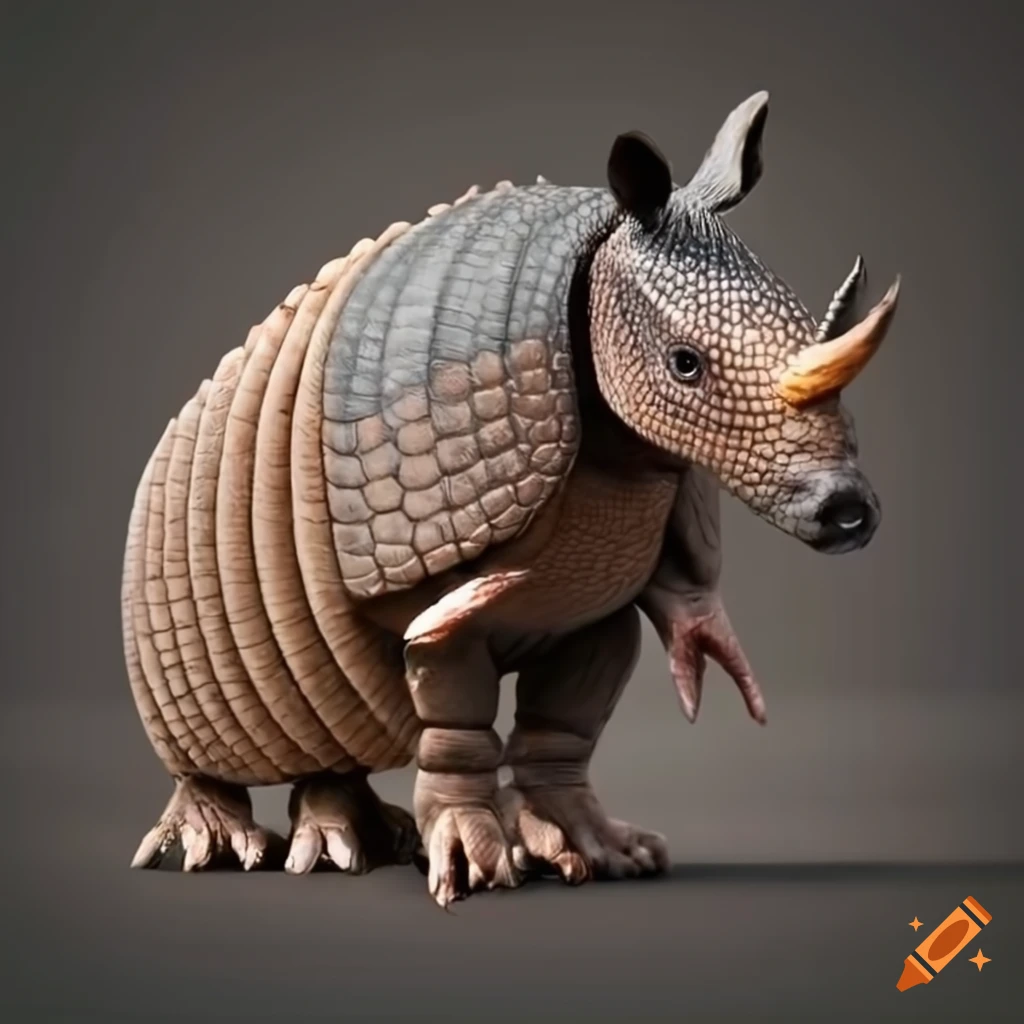 Armadillo rhinoceros hybrid with a horn