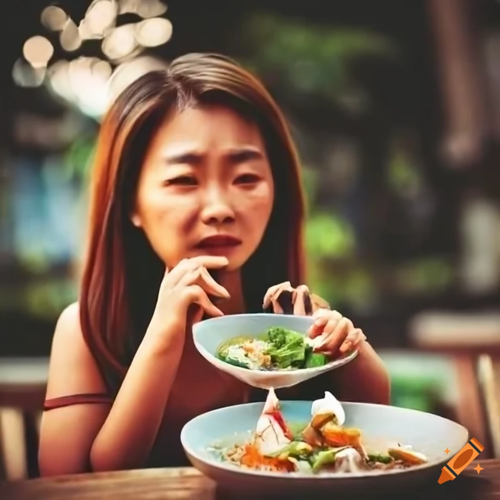 People dining on Thai food outdoors