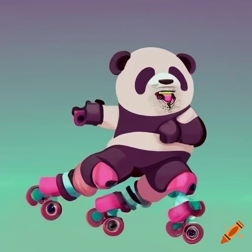 Roller skating panda on Craiyon