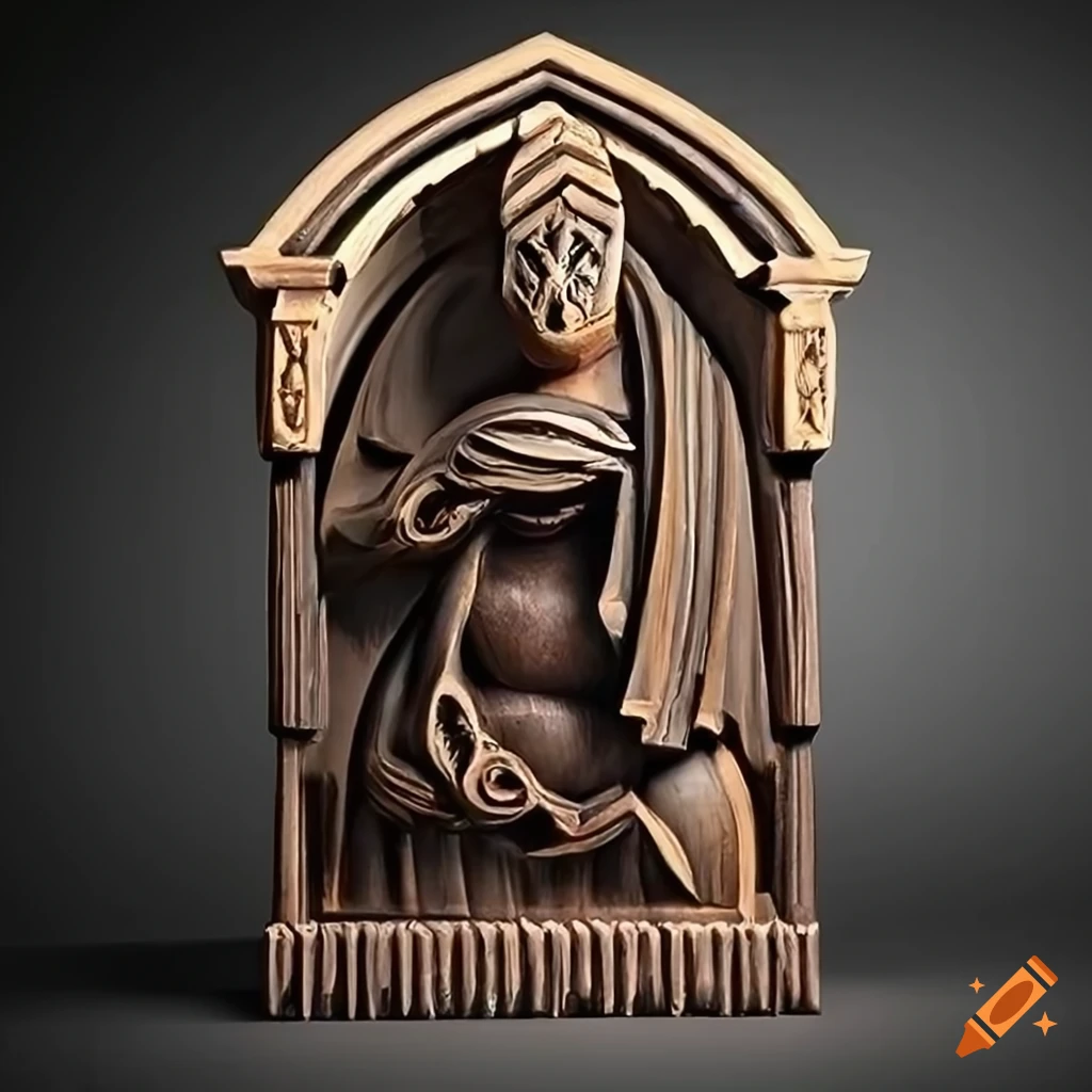 Architectural stave carving in an Ebony Ivory style with a Zelda game motif
