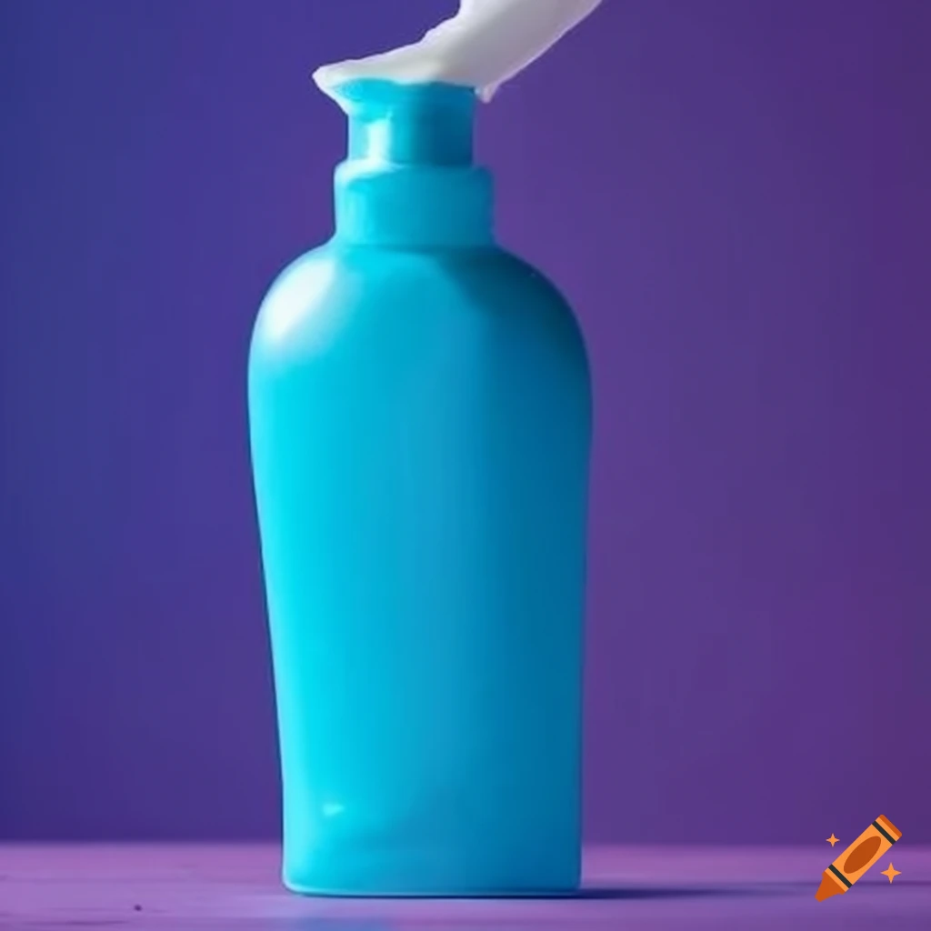 Bottle of hand cream in white and blue colors