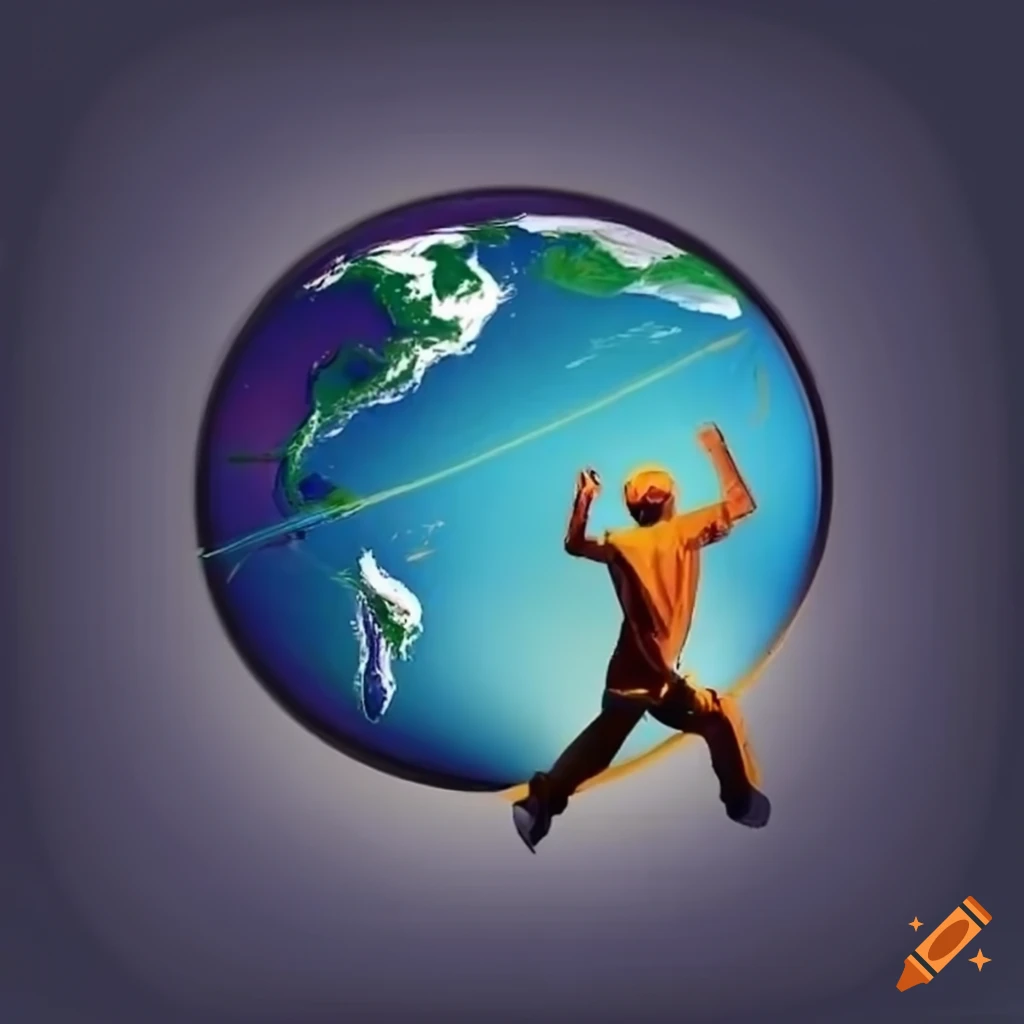 Earth logo with a climber ascending a mountain