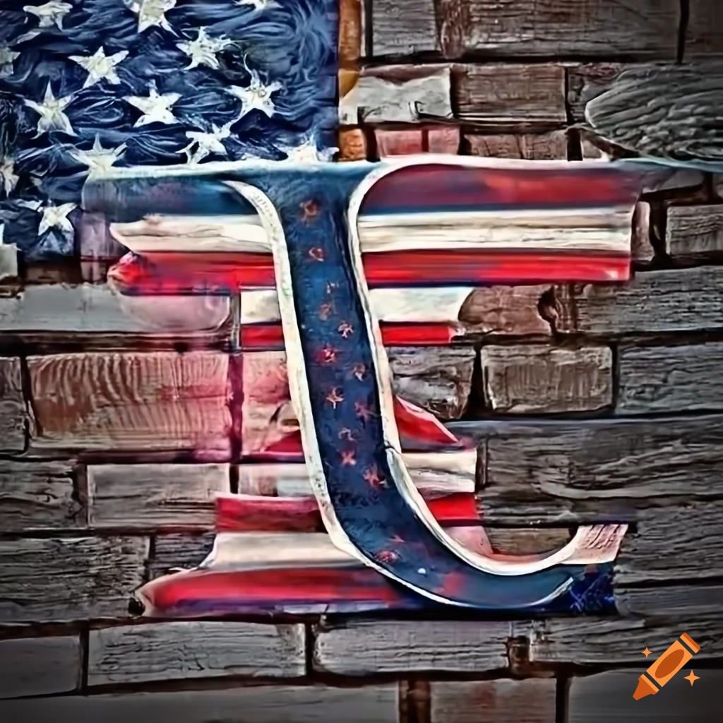 Stylish letter J tattoo with angel wings in American flag colors