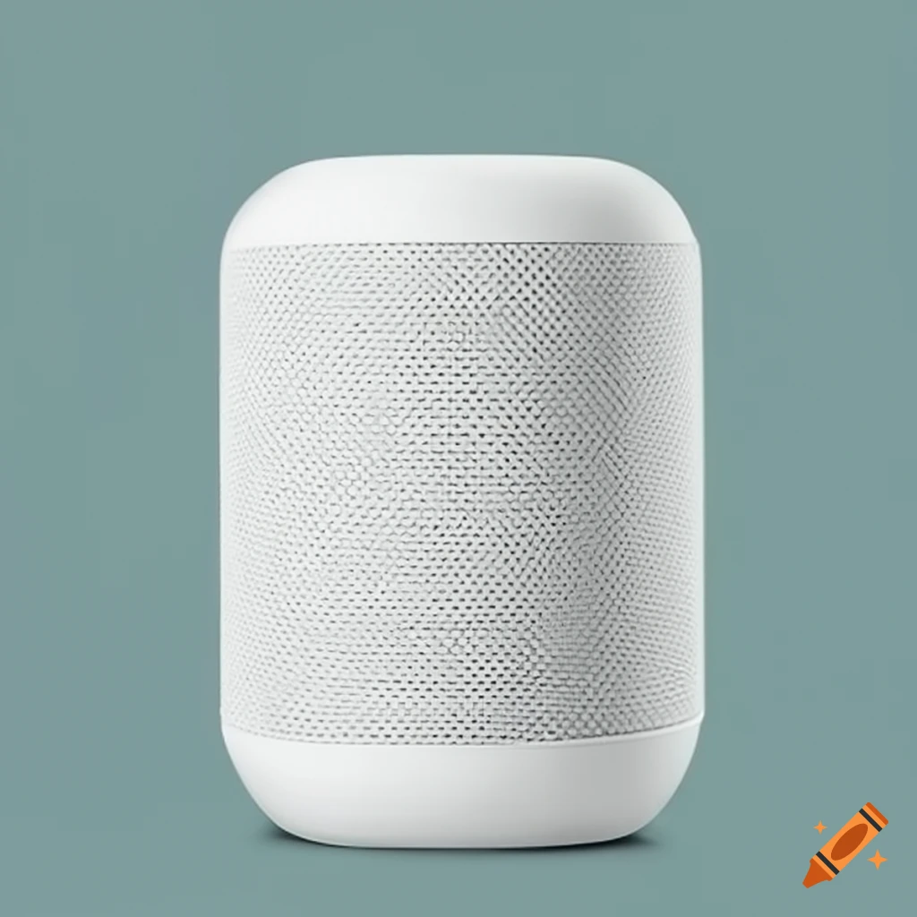 White Bluetooth speaker on solid color background