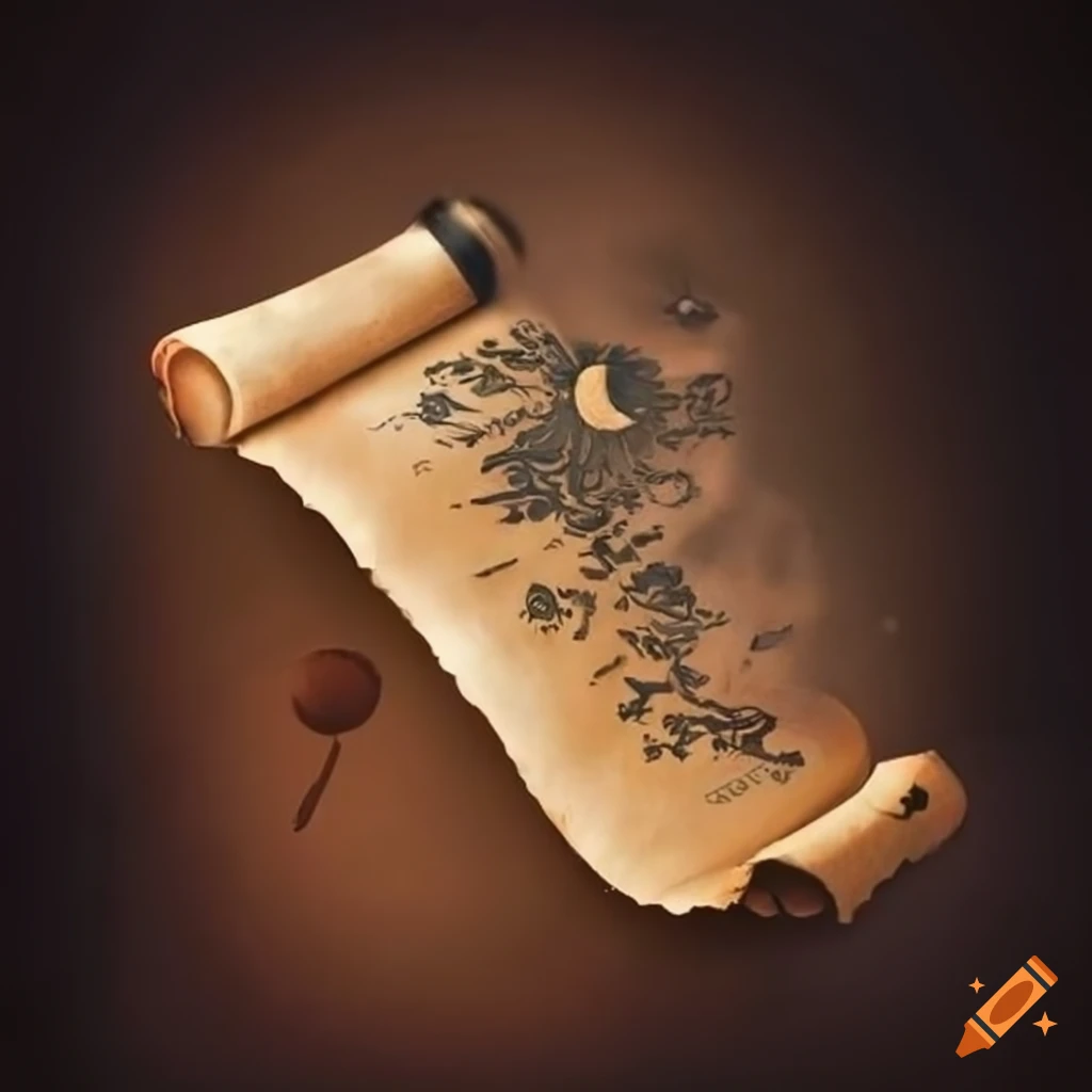 Old scroll with moon writings