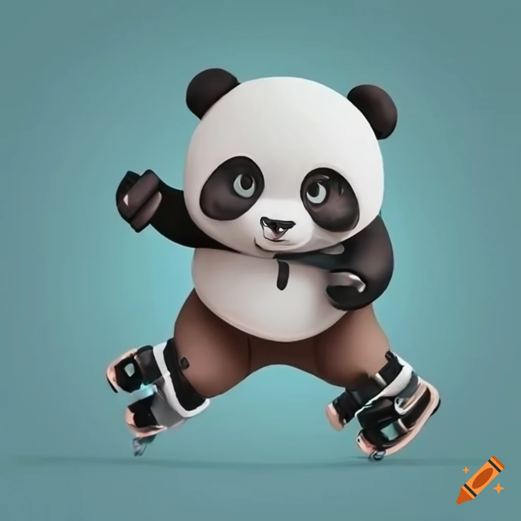 Roller skating panda on Craiyon
