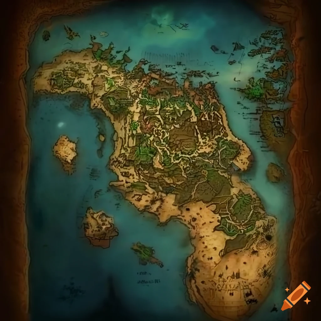 Detailed map of a high fantasy world