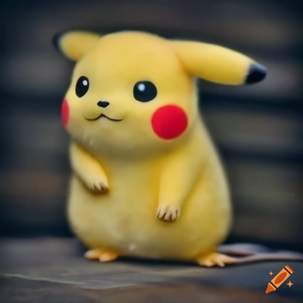 Adorable chubby pikachu in the woods