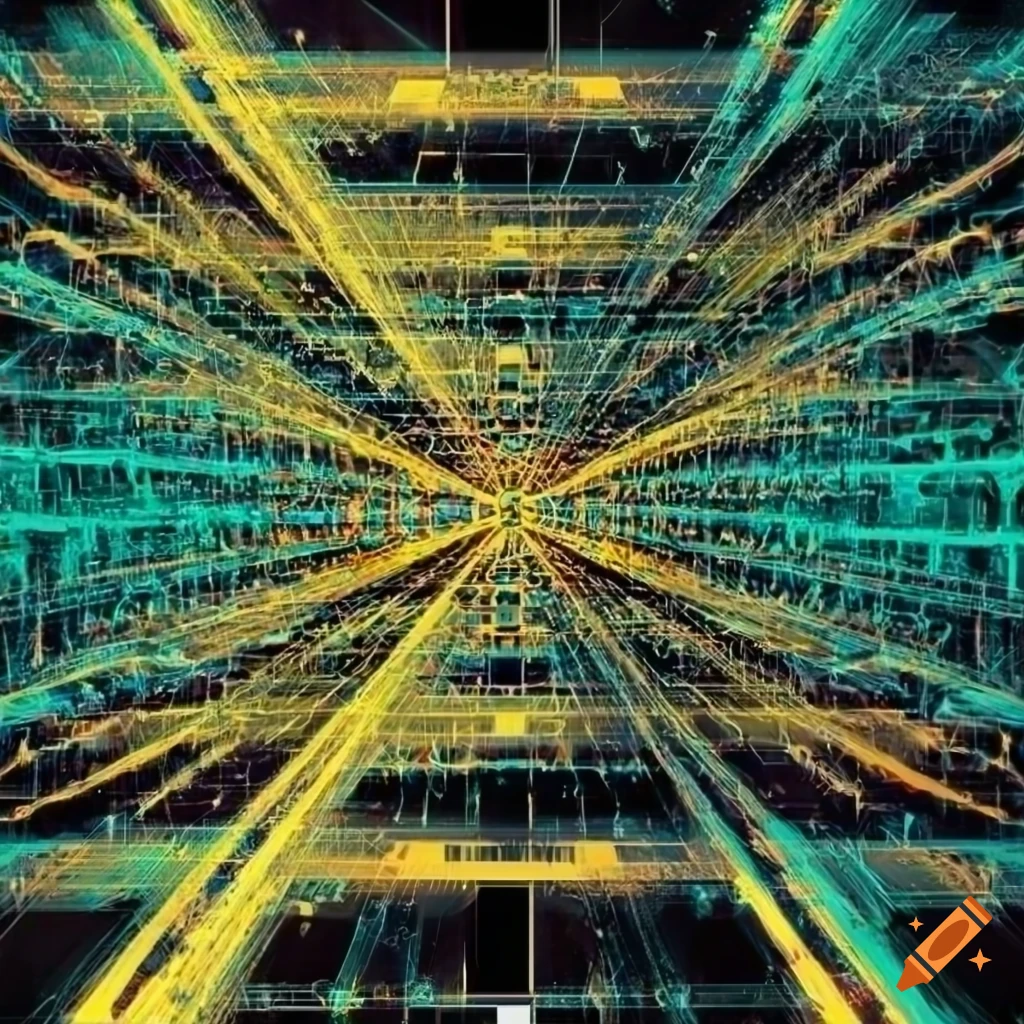 AI neural networks and machine learning algorithms flowchart with complex connectivity patterns