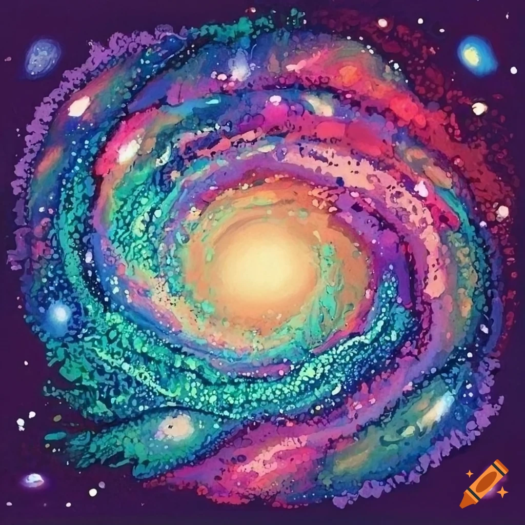 Intricately detailed pastel painting of galaxies in various shapes and sizes