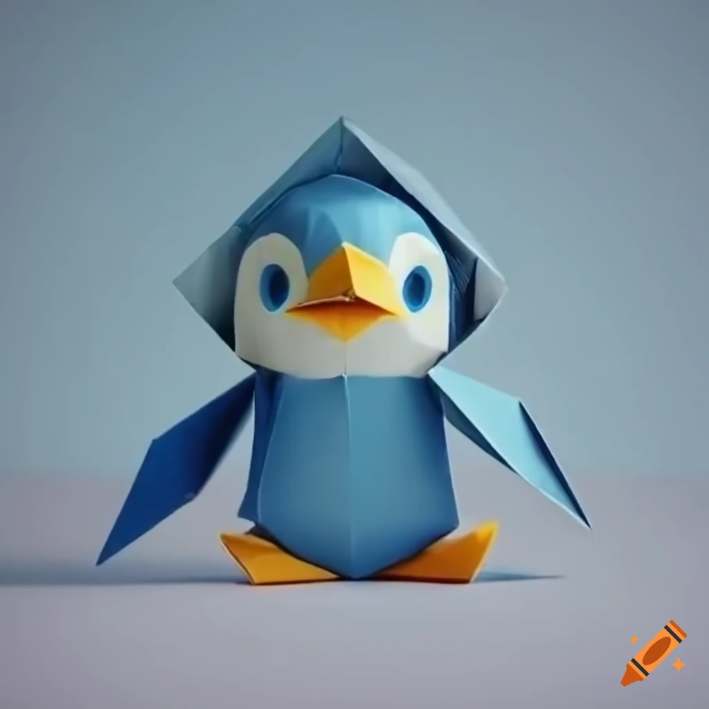 Origami Piplup in an Antarctic setting with scanlines