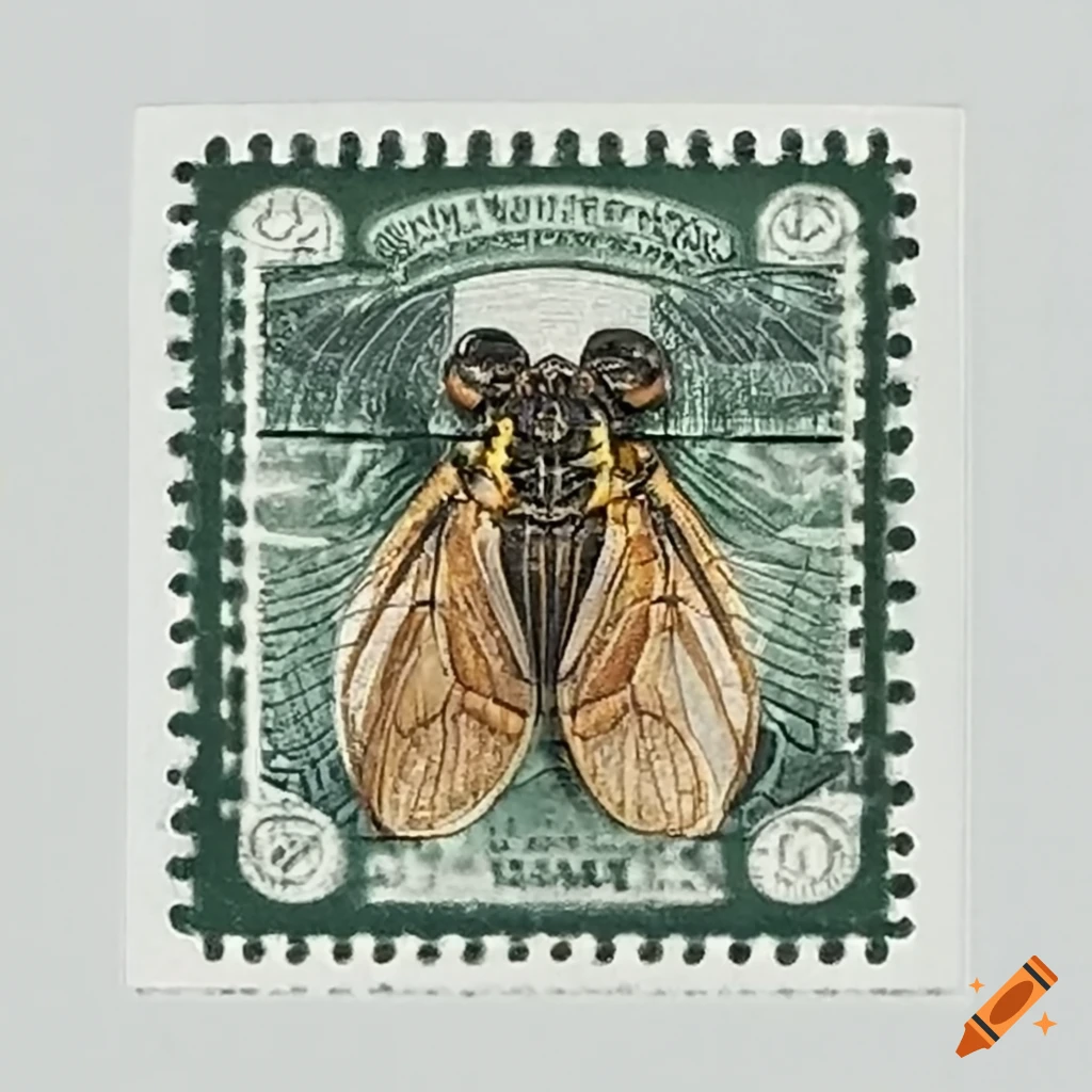 US Cicada Commemorative Postage Stamps on white background