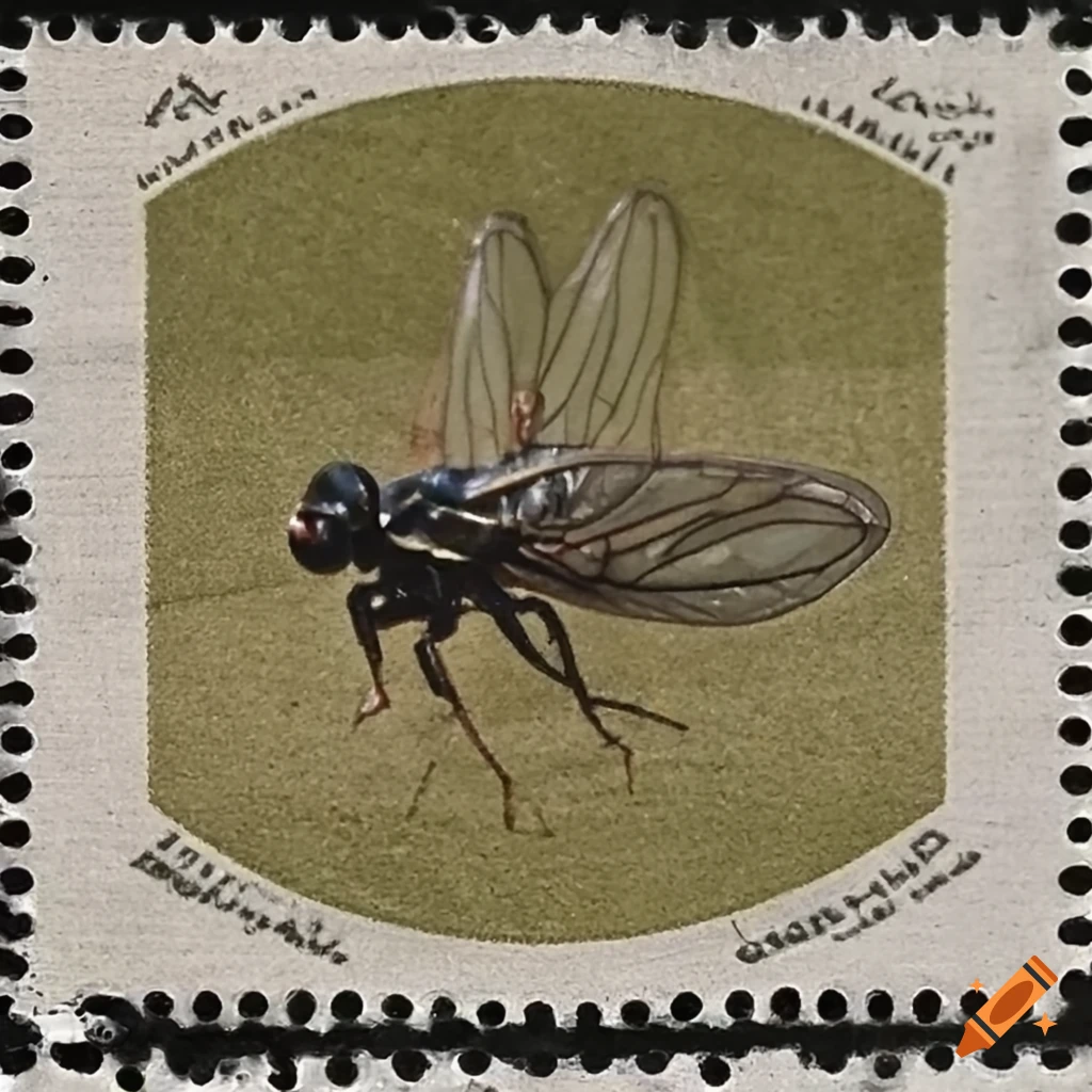 Colorful postage stamp commemorating cicadas