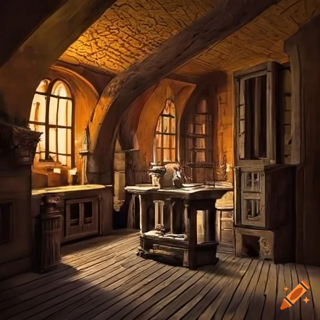 Animated medieval house interior on Craiyon