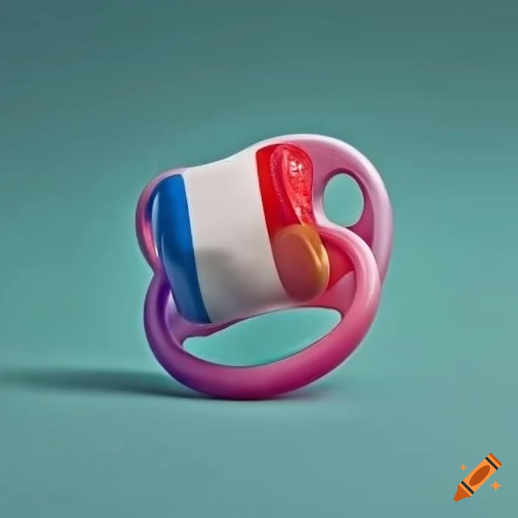 Cute pacifier with French flag colors and label 'Les French Totottes' for infants