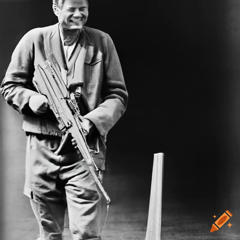 JFK pointing to a target during rifle training