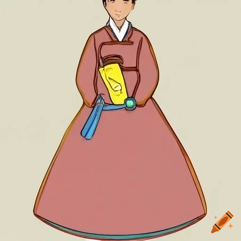 Hanbok with medical equipment print design
