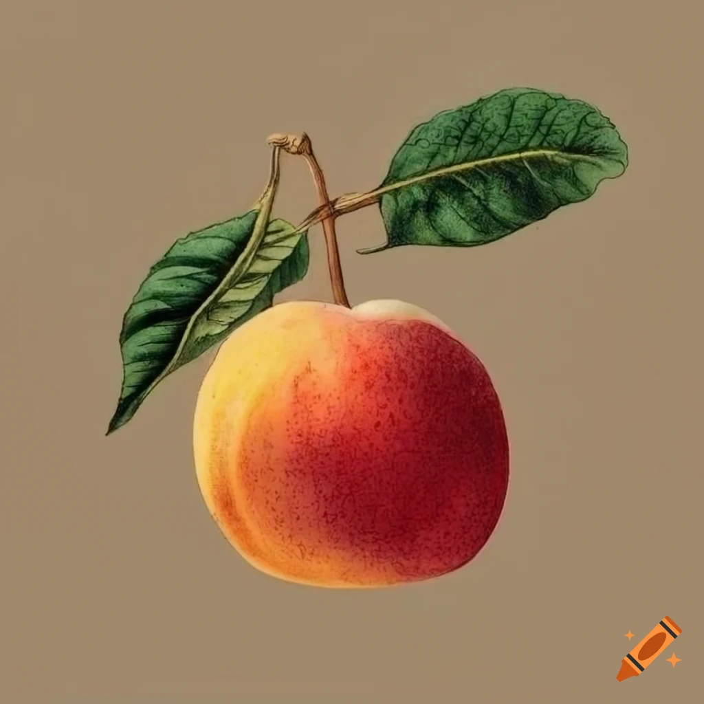Intricate vintage botanical drawing of an Apricot fruit