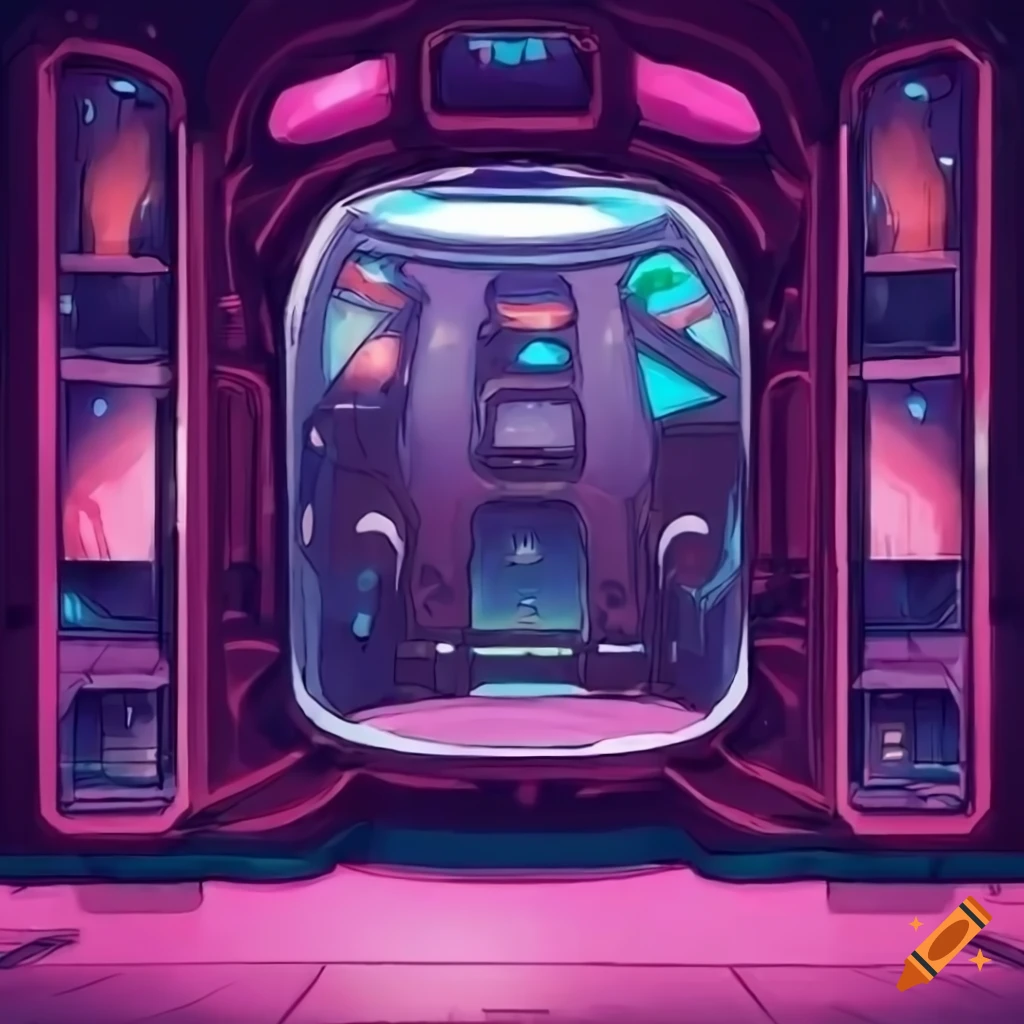 Animestyle spaceship dressing room interior on Craiyon