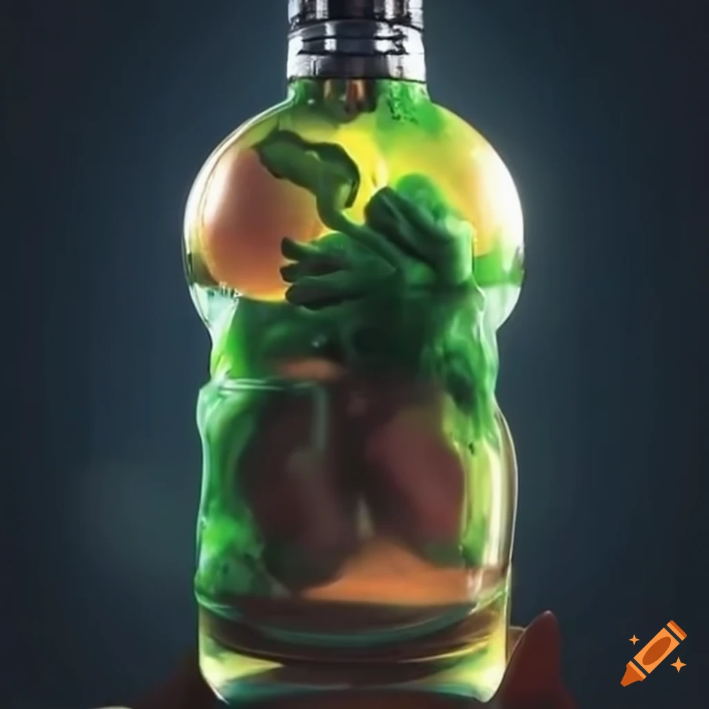 Bane juice in a glass bottle