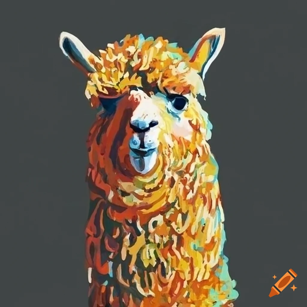 Alpaca with Van Gogh style artwork