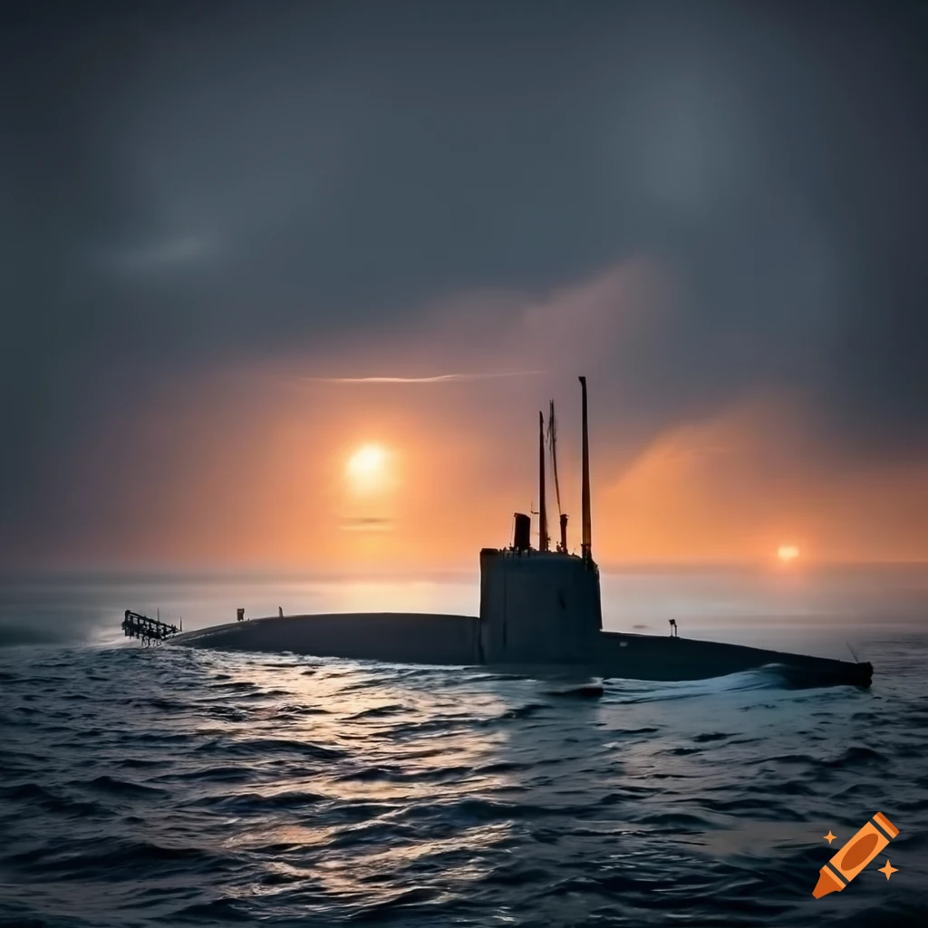 WWII submarines and merchant vessels in a storm at the Caribbean Sea