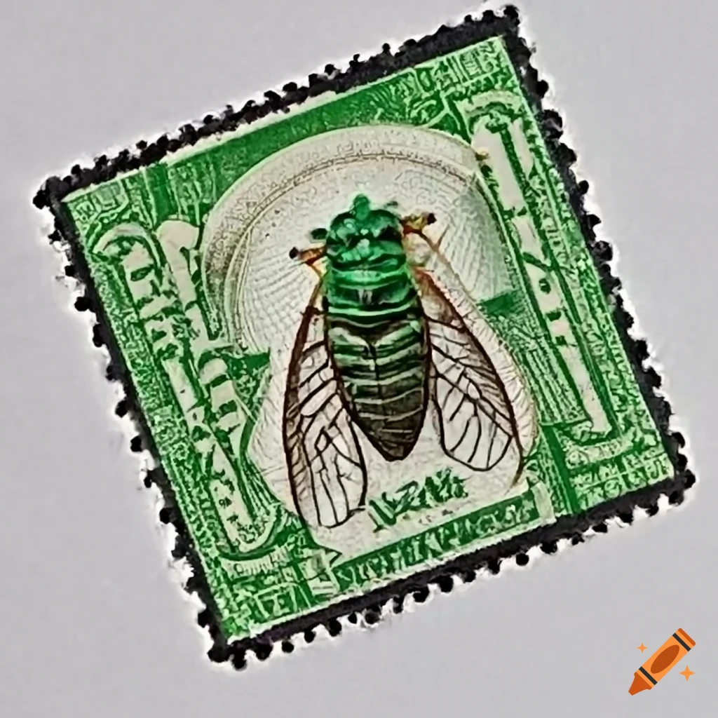 US Cicada Commemorative Postage Stamps on white background