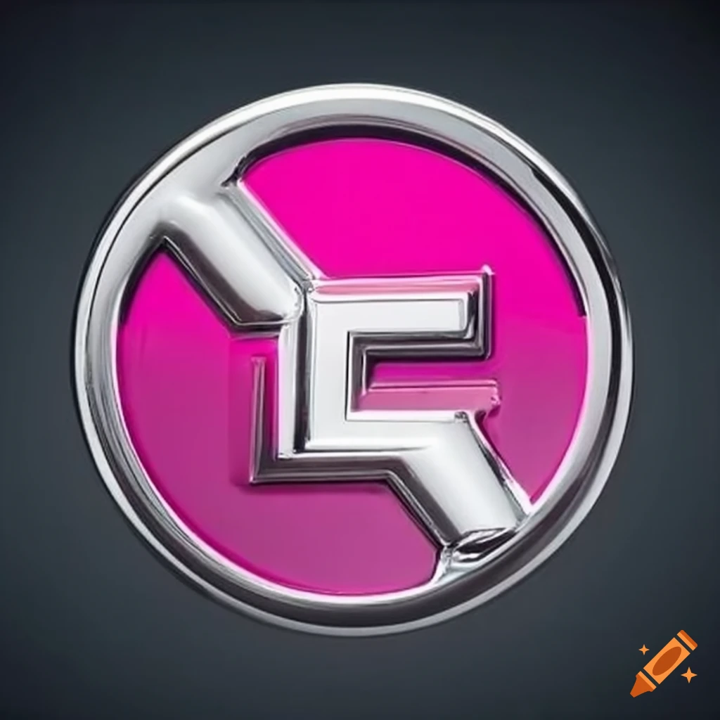 Simple car emblem in white and pink colors
