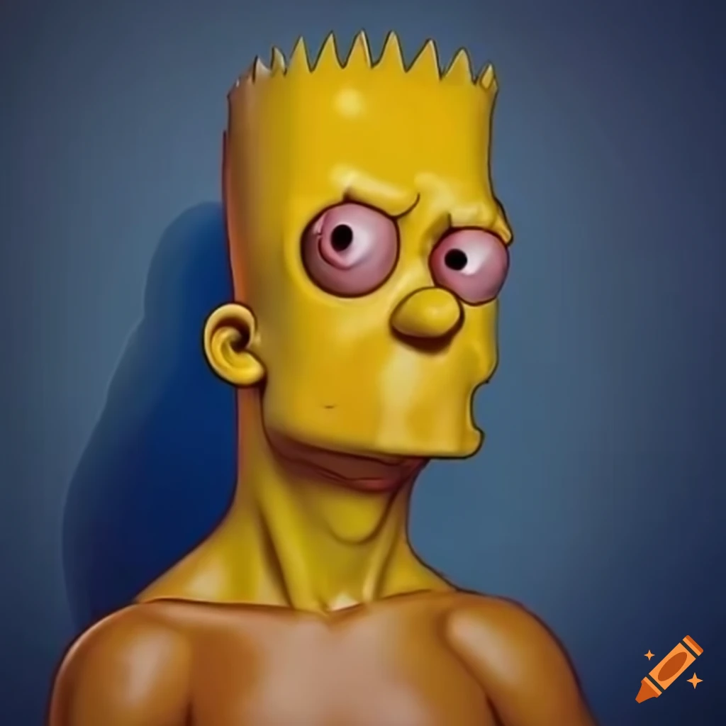 Bart Simpson eating Homer Simpson in a hyperrealistic style