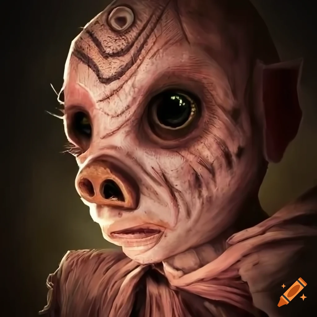 Mummy pig in a realistic Tim Burton style