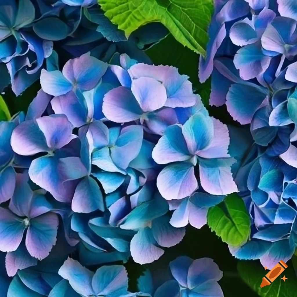 Hydrangea pattern on soft blue and green background
