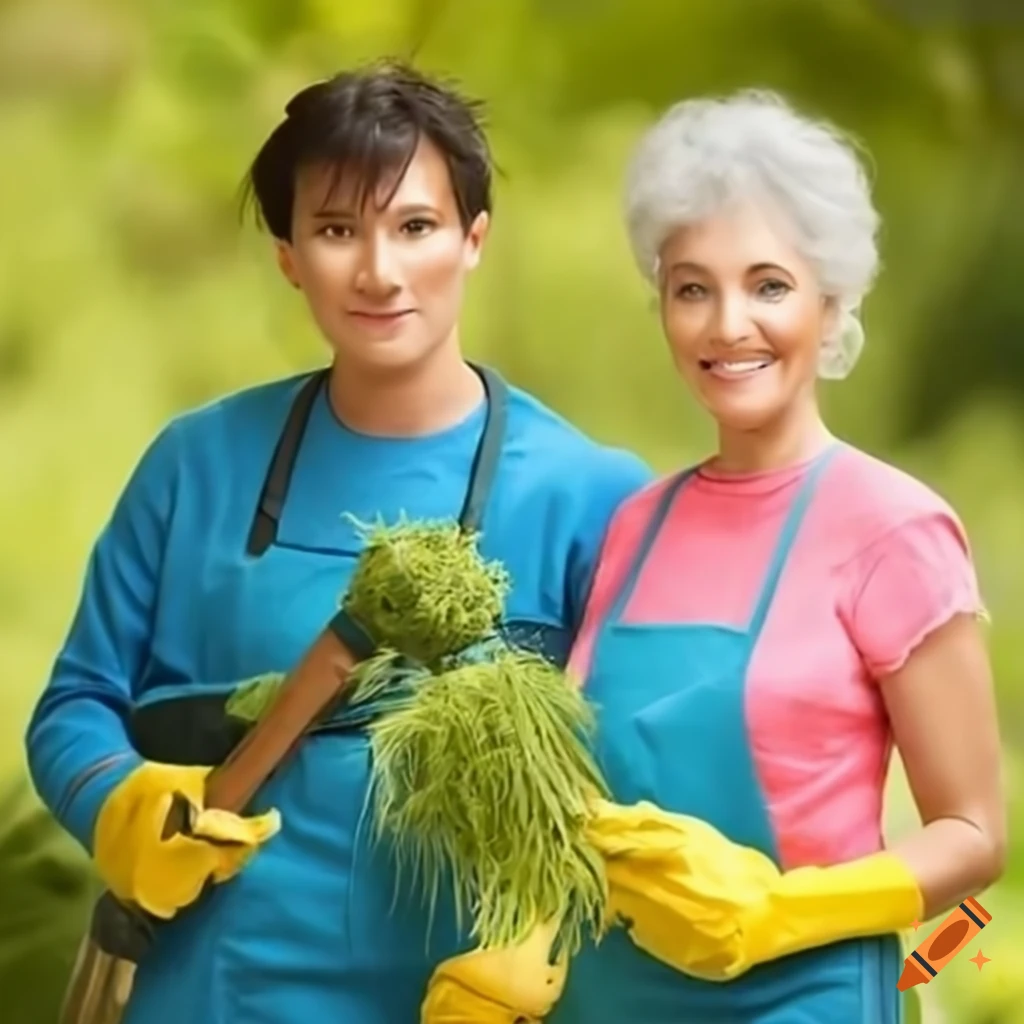 Gardener and housemaid working together