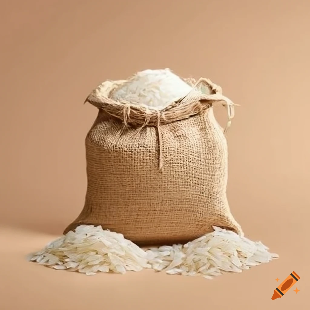 Rice in jute bags