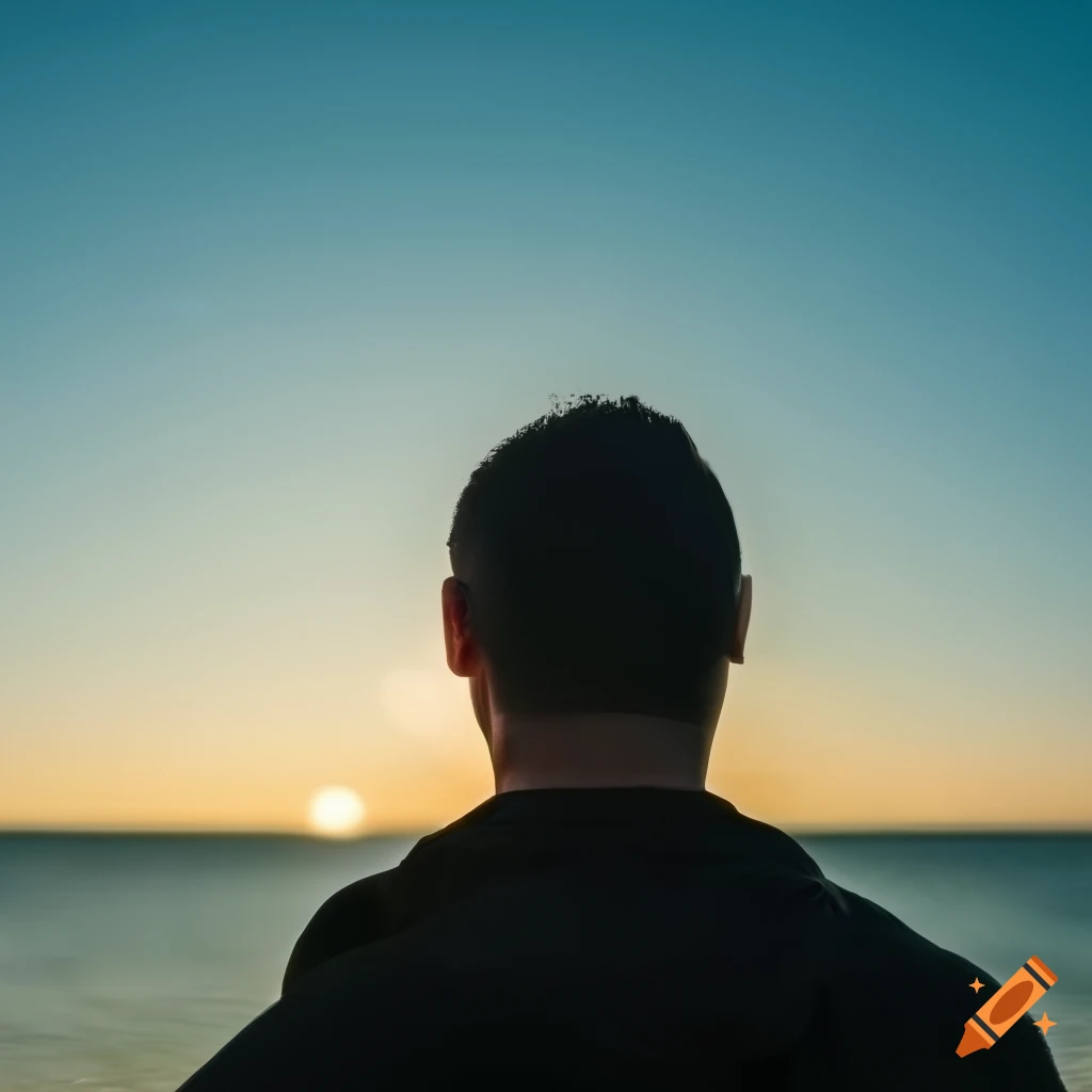 Man looking over the ocean on Craiyon