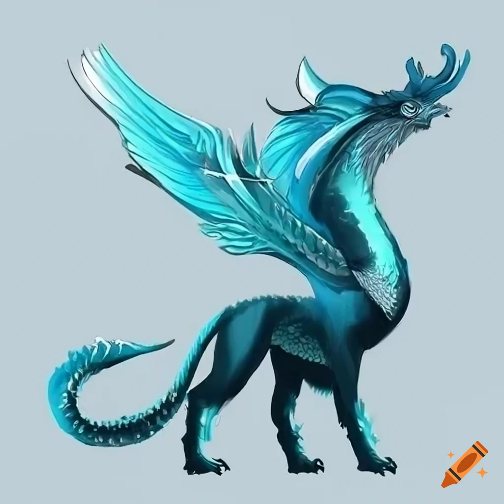 Unique and elegant mythical hybrid creature with expressive eyes and a long tail