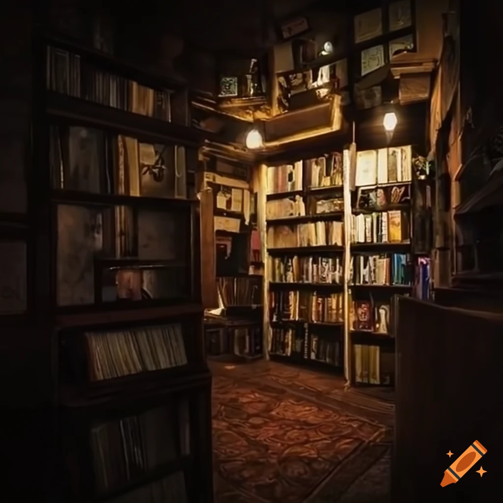 Small shop named hidden gems in a bookstore on Craiyon