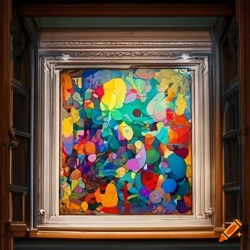 Vibrant art pieces in Kyiv gallery window display