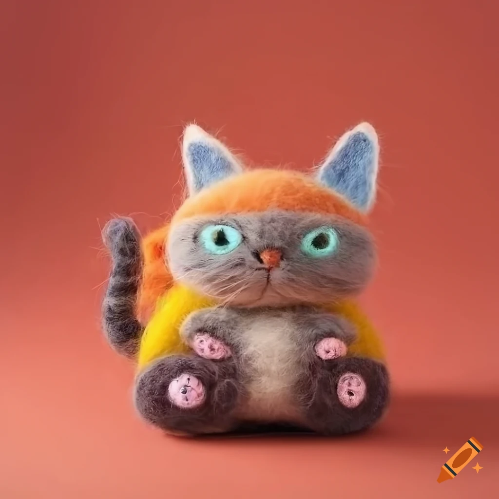 Felted wool Ghibli studio cute cat bus