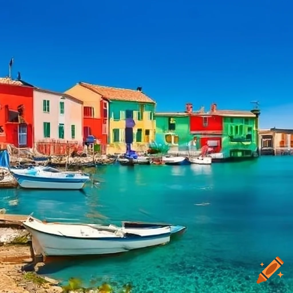 Jolies maisons colorées dans petit port de pêche en Méditerranée