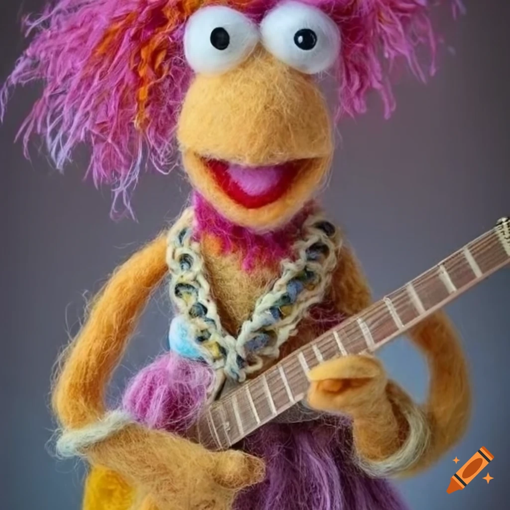 Felted wool fraggle rock muppet rock band on Craiyon
