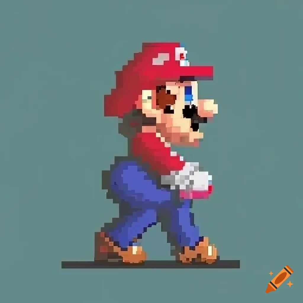 Side view of a defeated Mario video game sprite