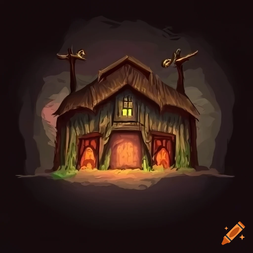 Farm in Warcraft style on a black background