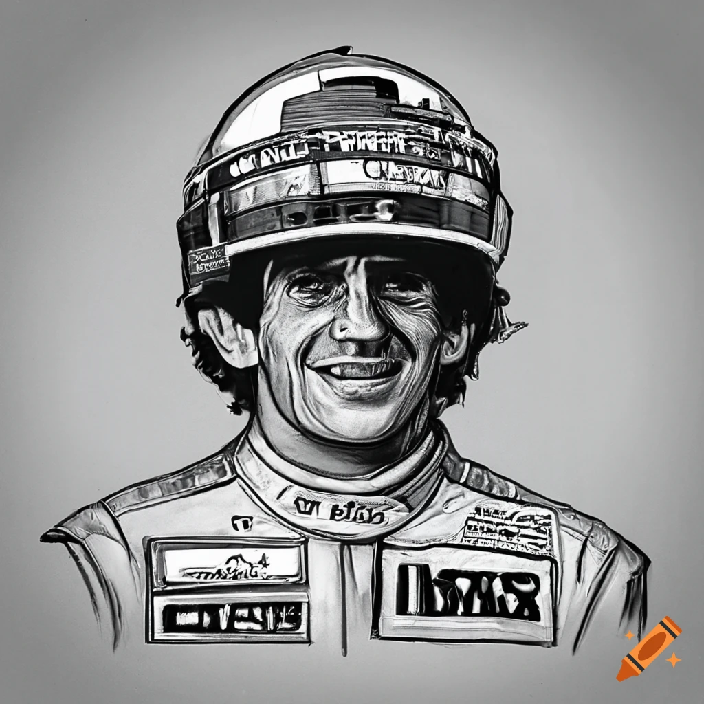 Ayrton Senna waving Brazilian flag on podium with McLaren MP4/4 race car
