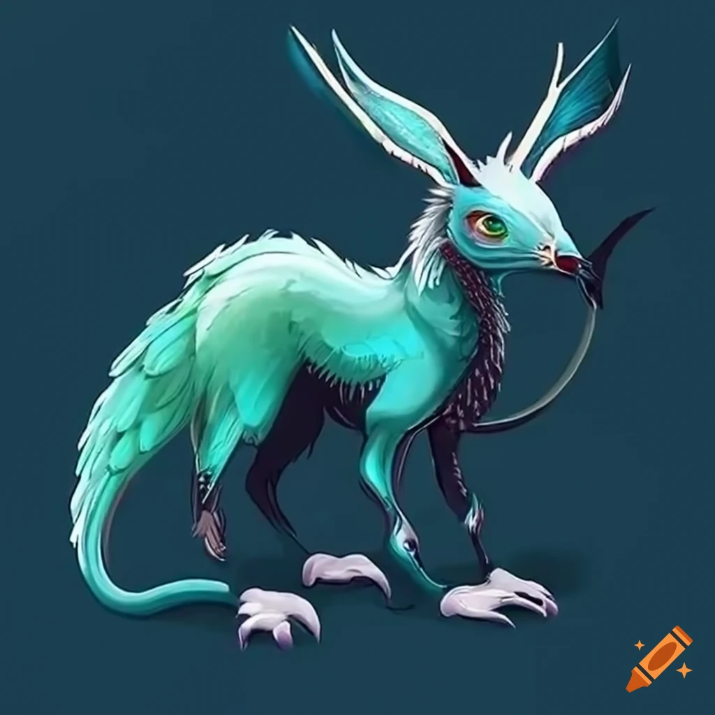 Graceful mythical hybrid creature with expressive eyes and long tail