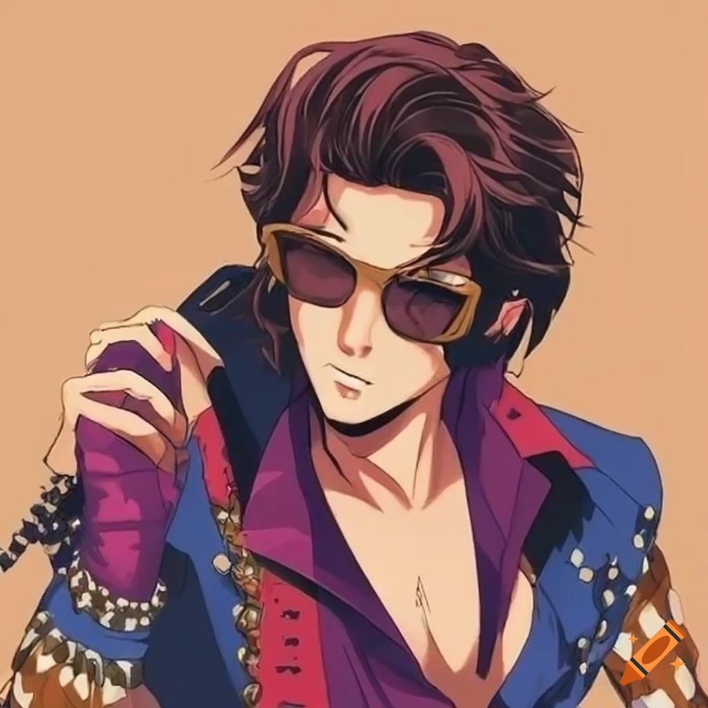 anime-character-with-elvis-inspired-80s-and-90s-theme-brown-hair-on-craiyon
