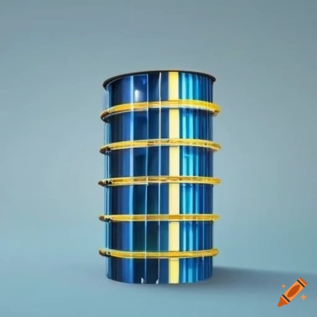 Sophisticated package system with eight stacked levels and automatic entry doors in blue and yellow colors