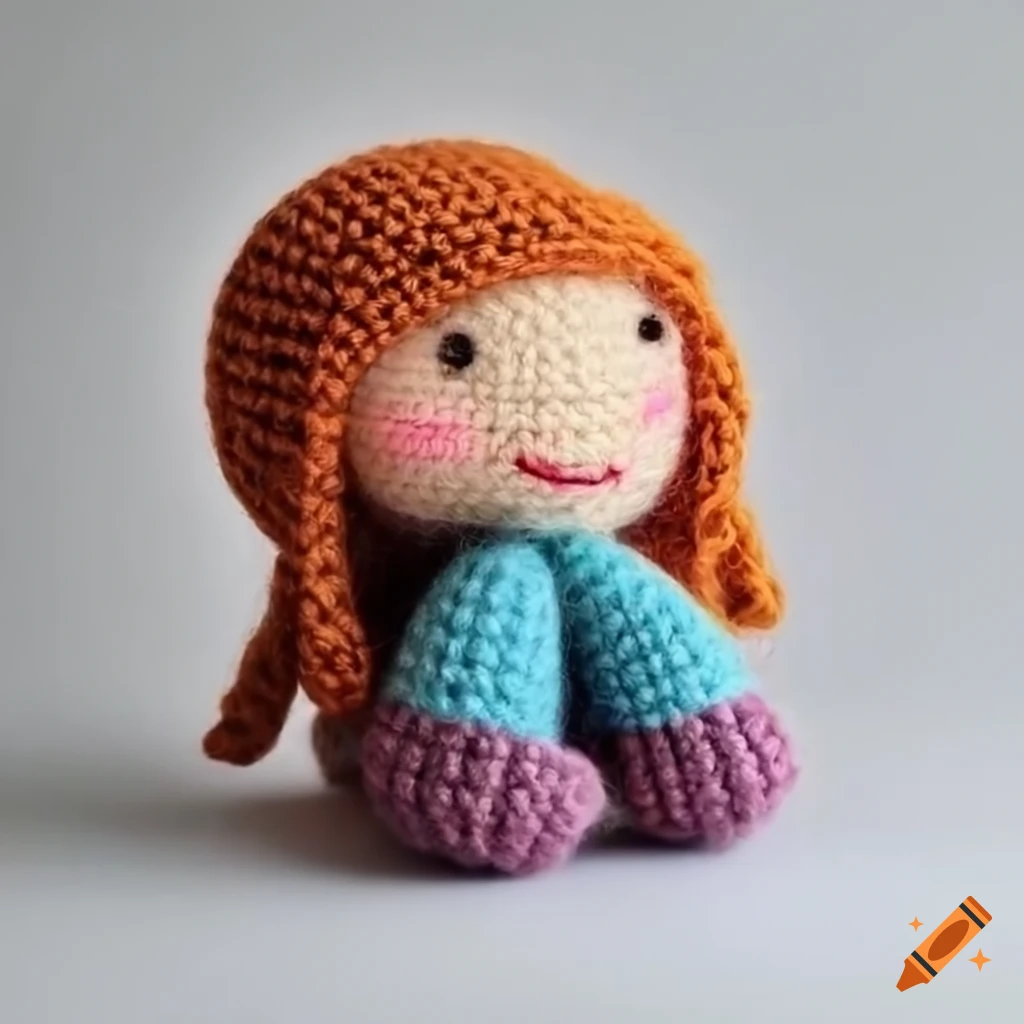 Felted Wool mystery doll typing on iphone
